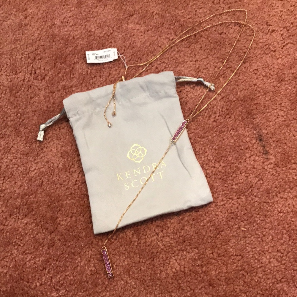 NWT Kendra Scott rose gold druzy Lilly necklace